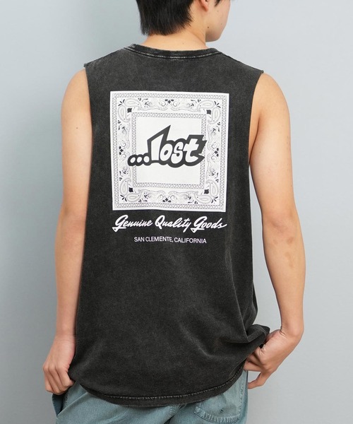 lost（ロスト）の「lost/ロスト タンクトップ/ノースリーブTシャツ バックプリント ユニセックス L25S-2301（タンクトップ・メンズ・ブラック/チャコールグレー/ブルーグレー・L/M）」の2枚目の写真
