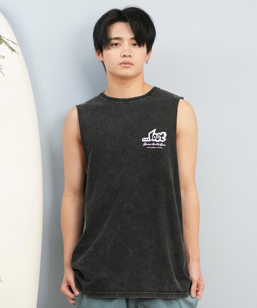 lost（ロスト）の「lost/ロスト タンクトップ/ノースリーブTシャツ バックプリント ユニセックス L25S-2301（タンクトップ・メンズ・ブラック/チャコールグレー/ブルーグレー・L/M）」の4枚目の写真