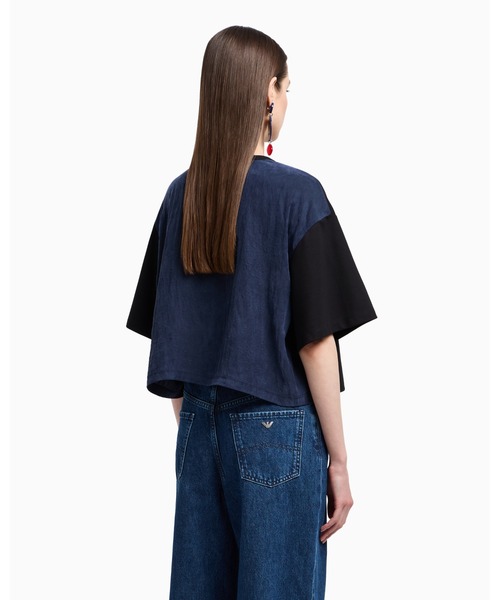 EMPORIO ARMANI(エンポリオアルマーニ)の「【エンポリオ アルマーニ】半袖スウェットシャツ インターロックジャージー(Tシャツ/カットソー・レディース・ブラック・LARGE/MEDIUM/SMALL/X-SMALL)」の2枚目の写真