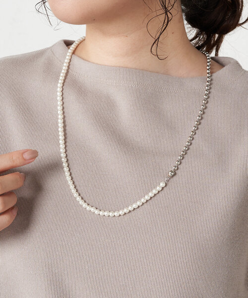 Jena espace merveilleux（ジェナ　エスパスメルヴェイユ）の「パールコンビチェーンネックレス（リング・レディース・シルバー/ゴールド・FREE）」の2枚目の写真