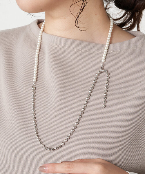 Jena espace merveilleux（ジェナ　エスパスメルヴェイユ）の「パールコンビチェーンネックレス（リング・レディース・シルバー/ゴールド・FREE）」の3枚目の写真