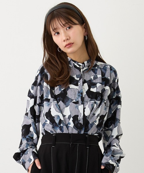 NICOLE CLUB(ニコル クラブ)の「エリベルトブラウス(シャツ/ブラウス・レディース・グリーン/ブルー/オフホワイト・MEDIUM)」の3枚目の写真