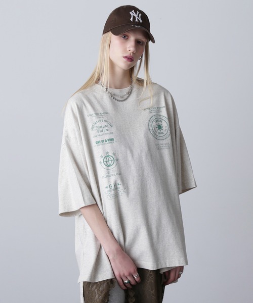 カットソー (GENE HEAVENS)LOVE THE WORLD BIG S/S TEE GENE HEAVENS)LOVE THE WORLD BIG S/S TEE（Tシャツ/カットソー