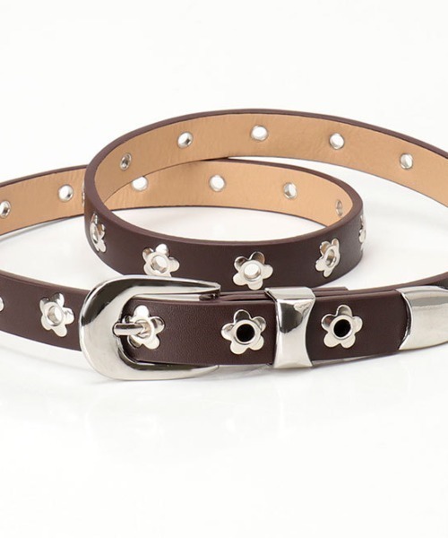 LAC-VERT（ラック・ヴェール）の「フラワーハトメベルト（ベルト・レディース・ブラック/キャメル/ブラウン・FREE）」の3枚目の写真