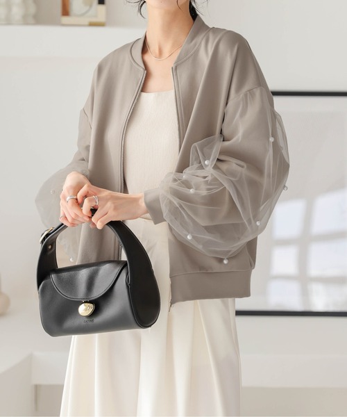 Lajour（ラジュール）の「日本製チュールスリーブブルゾン（ブルゾン・レディース・ブラック/ベージュ・フリー）」の17枚目の写真