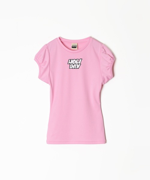 HOLIDAY(ホリデイ)の「FAST DRY JERSEY PUFF S/S TOPS ファストドライジャージパフショートスリーブトップス(Tシャツ/カットソー・レディース・ブラック/ピンク・ONE SIZE)」の1枚目の写真