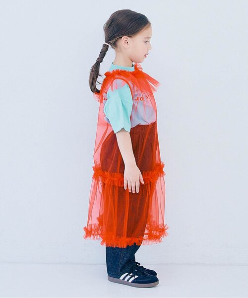 p.premier（ピードットプルミエ）の「【ジュニア対応】チュールフリルレイヤードワンピース（ワンピース・キッズ・レッド/サックスブルー/ブラック/オフホワイト・140/130/120/110/100/90/80）」の18枚目の写真