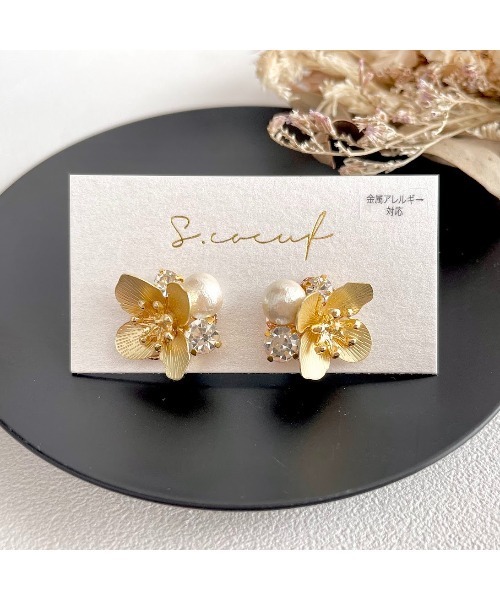 tone(トーン)の「【S.coeuf】【S.coeuf】金属アレルギー対応ピアス ミニメタルフラワー(MA)(ピアス(両耳用)・レディース・シルバー系その他/ゴールド系その他/ゴールド・FREE)」の3枚目の写真