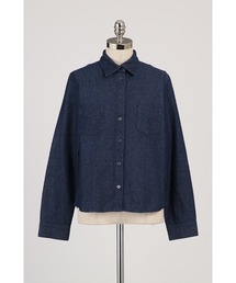 マルチサイズ ブラウス シャツ オーバーデニムシャツロングスリーブ レディース HUG.U シャツ デニムシャツ レディース トップス ロング ロング