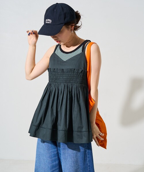 FREAK'S STORE(フリークスストア)の「限定展開 インド シャーリング キャミ チュニック(キャミソール・レディース・ナチュラル/ネイビー/モカ/グリーン/レッド/ブラック・フリ-)」の4枚目の写真