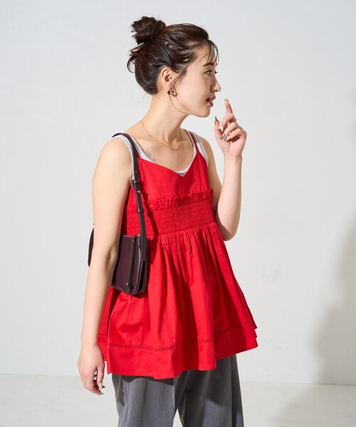 FREAK'S STORE(フリークスストア)の「限定展開 インド シャーリング キャミ チュニック(キャミソール・レディース・ナチュラル/ネイビー/モカ/グリーン/レッド/ブラック・フリ-)」の9枚目の写真