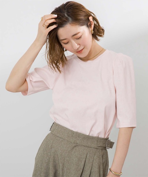 UR'S(ユアーズ)の「汗染み防止パフスリーブTシャツ(Tシャツ/カットソー・レディース・ブラック/ブルーグレー/ライトピンク/チャコール/ネイビー/ホワイト・S/M/L)」の6枚目の写真