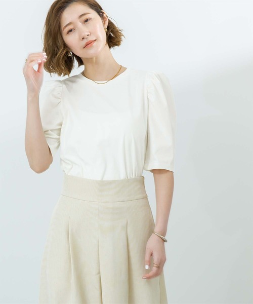 UR'S(ユアーズ)の「汗染み防止パフスリーブTシャツ(Tシャツ/カットソー・レディース・ブラック/ブルーグレー/ライトピンク/チャコール/ネイビー/ホワイト・S/M/L)」の19枚目の写真