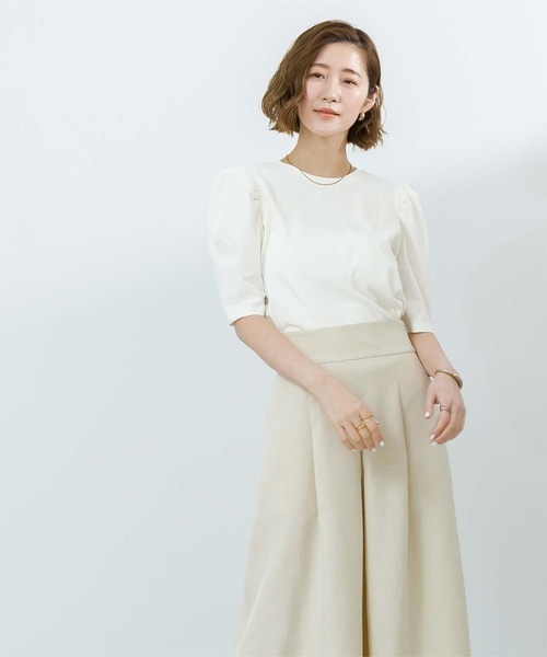 UR'S(ユアーズ)の「汗染み防止パフスリーブTシャツ(Tシャツ/カットソー・レディース・ブラック/ブルーグレー/ライトピンク/チャコール/ネイビー/ホワイト・S/M/L)」の21枚目の写真