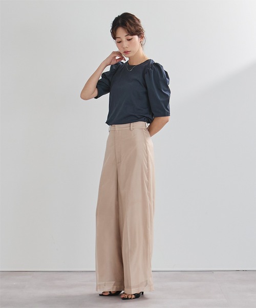UR'S(ユアーズ)の「汗染み防止パフスリーブTシャツ(Tシャツ/カットソー・レディース・ブラック/ブルーグレー/ライトピンク/チャコール/ネイビー/ホワイト・S/M/L)」の13枚目の写真