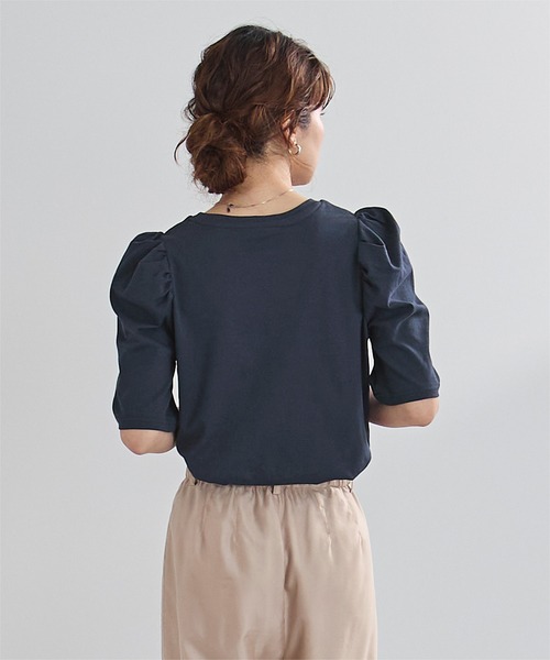 UR'S(ユアーズ)の「汗染み防止パフスリーブTシャツ(Tシャツ/カットソー・レディース・ブラック/ブルーグレー/ライトピンク/チャコール/ネイビー/ホワイト・S/M/L)」の14枚目の写真