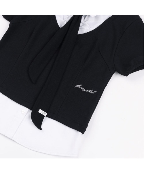 FANCY CLUB（ファンシークラブ）の「【FANCY CLUB】PREPPY RIBBON TIE SHIRT / 【ファンシークラブ】プレッピーリボンタイレイヤード半袖シャツ（シャツ/ブラウス・レディース・ホワイト×ブラック・ONE SIZE）」の12枚目の写真