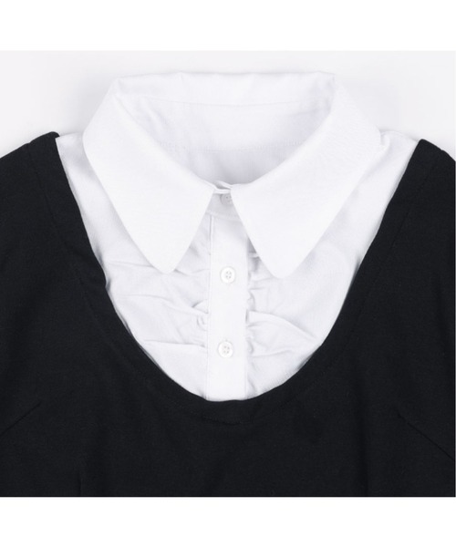 FANCY CLUB（ファンシークラブ）の「【FANCY CLUB】PREPPY RIBBON TIE SHIRT / 【ファンシークラブ】プレッピーリボンタイレイヤード半袖シャツ（シャツ/ブラウス・レディース・ホワイト×ブラック・ONE SIZE）」の3枚目の写真