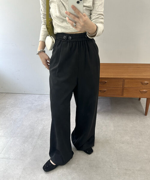 mystic(ミスティック)の「ボタンタックスラックス(その他パンツ・レディース・アイボリー/ブラック・1/2)」の5枚目の写真