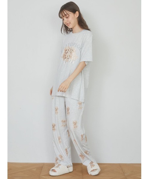 gelatopique ジェラピケ　トイプードルTシャツ&ロングパンツセット ラッピング済み】トイプードルワンポイントTシャツ＆ロング