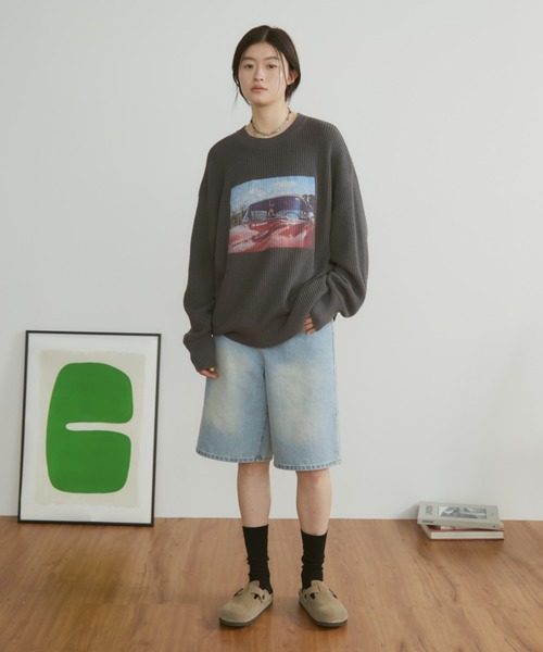 MERLOT(メルロー)の「【ウォッシュ加工】ヴィンテージライクデニムハーフパンツ(デニムパンツ・レディース・ブラック/ブルー・FREE)」の8枚目の写真