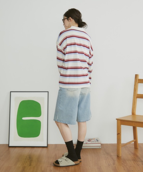 MERLOT(メルロー)の「【ウォッシュ加工】ヴィンテージライクデニムハーフパンツ(デニムパンツ・レディース・ブラック/ブルー・FREE)」の6枚目の写真