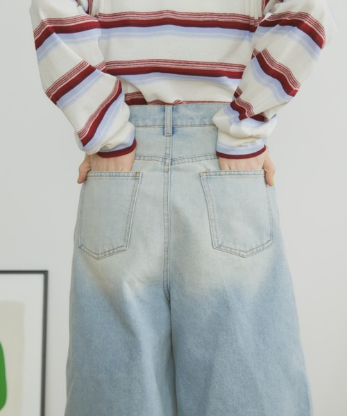 MERLOT(メルロー)の「【ウォッシュ加工】ヴィンテージライクデニムハーフパンツ(デニムパンツ・レディース・ブラック/ブルー・FREE)」の11枚目の写真