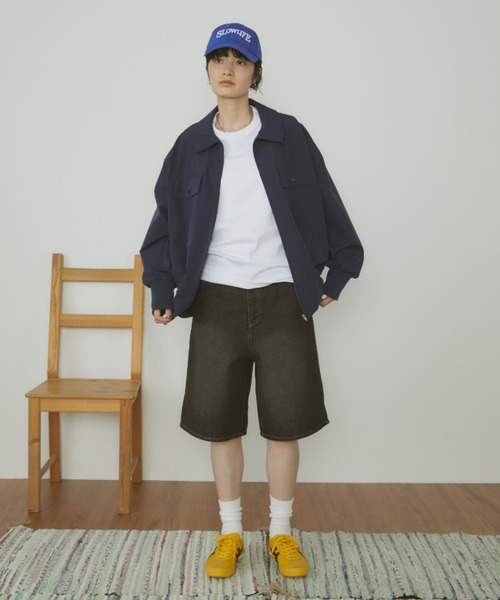 MERLOT(メルロー)の「【ウォッシュ加工】ヴィンテージライクデニムハーフパンツ(デニムパンツ・レディース・ブラック/ブルー・FREE)」の14枚目の写真