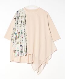 iS ScoLar（イズスカラー）の「551243：宝石のガーランドプリント シフォン切替プルオーバー（Tシャツ/カットソー）」