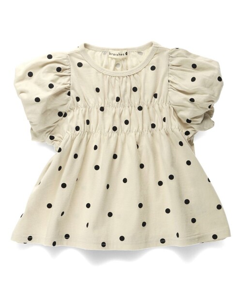 BRANSHES(ブランシェス)の「バルーン袖シャーリングTシャツ(Tシャツ/カットソー・キッズ・アイボリー/ブラック/カラフル・120/130/80/90/100/150/140/110)」の9枚目の写真