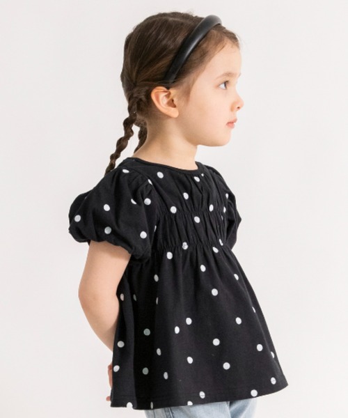 BRANSHES(ブランシェス)の「バルーン袖シャーリングTシャツ(Tシャツ/カットソー・キッズ・アイボリー/ブラック/カラフル・120/130/80/90/100/150/140/110)」の3枚目の写真