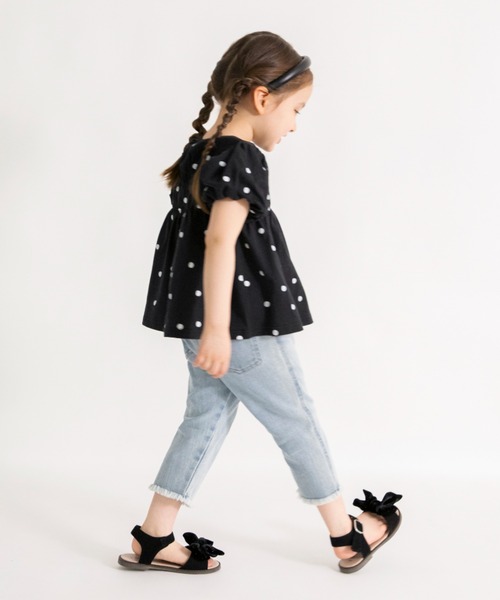 BRANSHES(ブランシェス)の「バルーン袖シャーリングTシャツ(Tシャツ/カットソー・キッズ・アイボリー/ブラック/カラフル・120/130/80/90/100/150/140/110)」の15枚目の写真