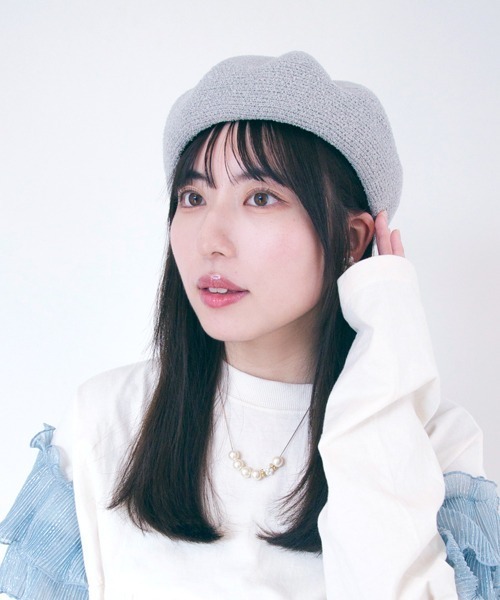 polcadot（ポルカドット）の「ぽこぽこベレー帽（ハンチング/ベレー帽・レディース・アイボリー/ブラック/グレー/ネイビー・FREE）」の4枚目の写真