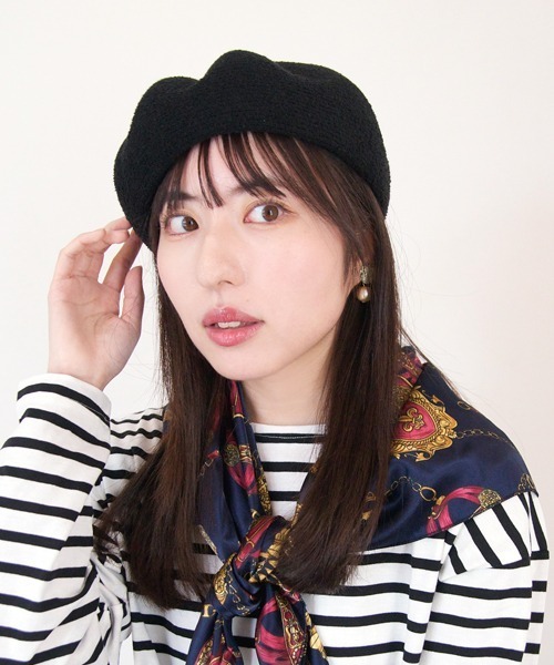 polcadot（ポルカドット）の「ぽこぽこベレー帽（ハンチング/ベレー帽・レディース・アイボリー/ブラック/グレー/ネイビー・FREE）」の3枚目の写真