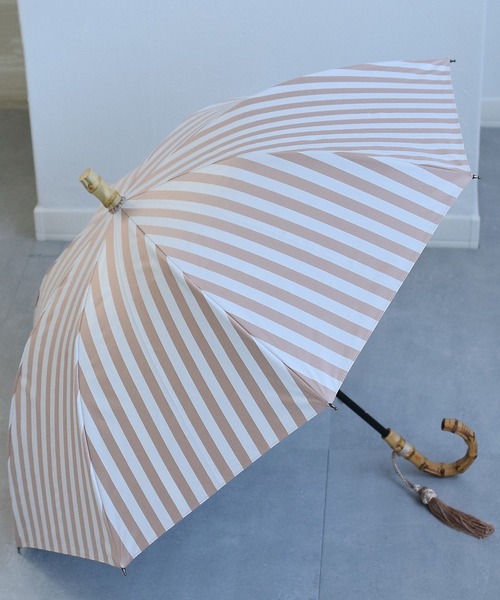 【新品未使用】 utatane 日傘 ストライプベージュ うたたね ウタタネ セール】日傘 完全遮光100% 晴雨兼用 ストライプ バンブー