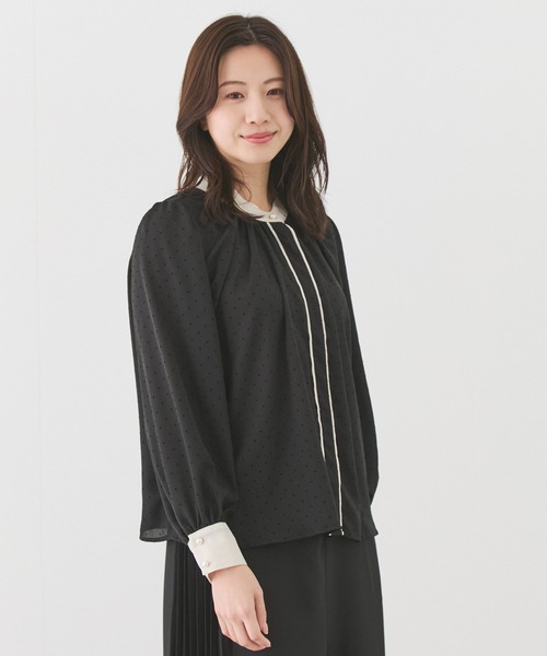 Jayro(ジャイロ)の「ドットプリント配色使いブラウス(シャツ/ブラウス・レディース・ブラック系その他/オフホワイト・M)」の3枚目の写真