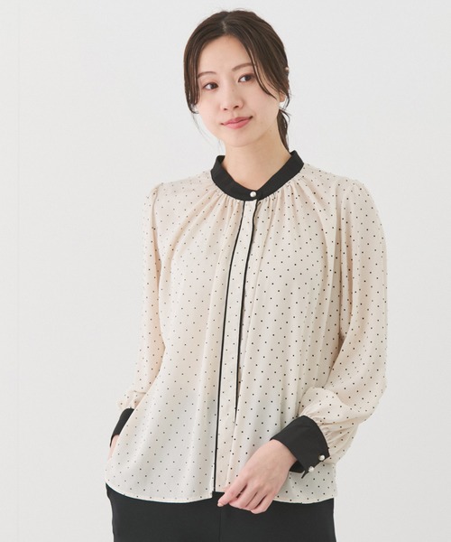 Jayro(ジャイロ)の「ドットプリント配色使いブラウス(シャツ/ブラウス・レディース・ブラック系その他/オフホワイト・M)」の9枚目の写真