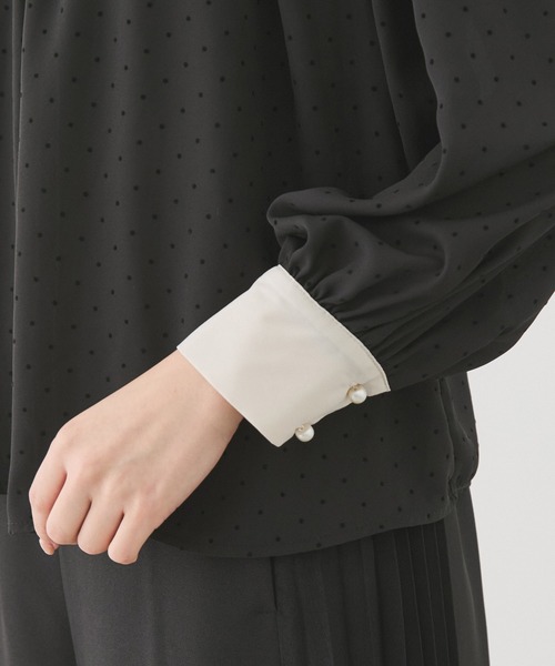 Jayro(ジャイロ)の「ドットプリント配色使いブラウス(シャツ/ブラウス・レディース・ブラック系その他/オフホワイト・M)」の16枚目の写真