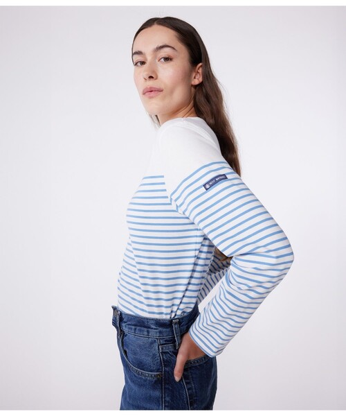 PETIT BATEAU(プチバトー)の「マリニエールカットソー(スウェット・レディース・ホワイト×ブルー/ホワイト×ピンク・SMALL/LARGE/X-SMALL/MEDIUM/XX-SMALL)」の11枚目の写真