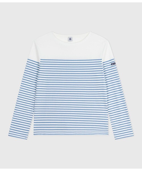 PETIT BATEAU(プチバトー)の「マリニエールカットソー(スウェット・レディース・ホワイト×ブルー/ホワイト×ピンク・SMALL/LARGE/X-SMALL/MEDIUM/XX-SMALL)」の10枚目の写真