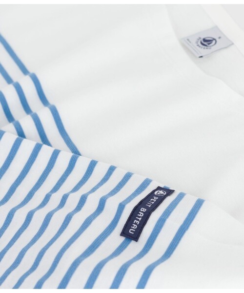 PETIT BATEAU(プチバトー)の「マリニエールカットソー(スウェット・レディース・ホワイト×ブルー/ホワイト×ピンク・SMALL/LARGE/X-SMALL/MEDIUM/XX-SMALL)」の8枚目の写真