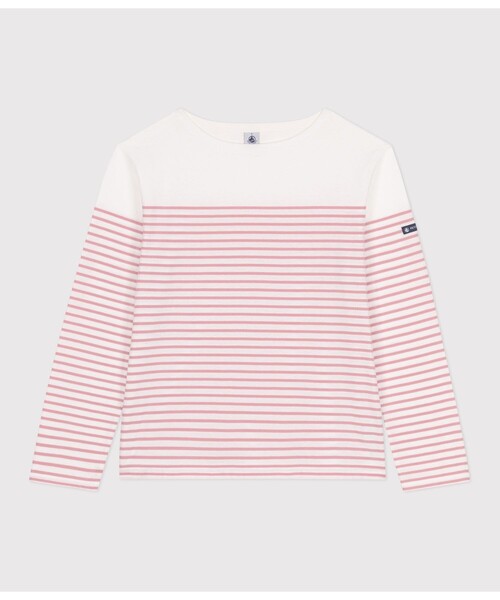 PETIT BATEAU(プチバトー)の「マリニエールカットソー(スウェット・レディース・ホワイト×ブルー/ホワイト×ピンク・SMALL/LARGE/X-SMALL/MEDIUM/XX-SMALL)」の5枚目の写真