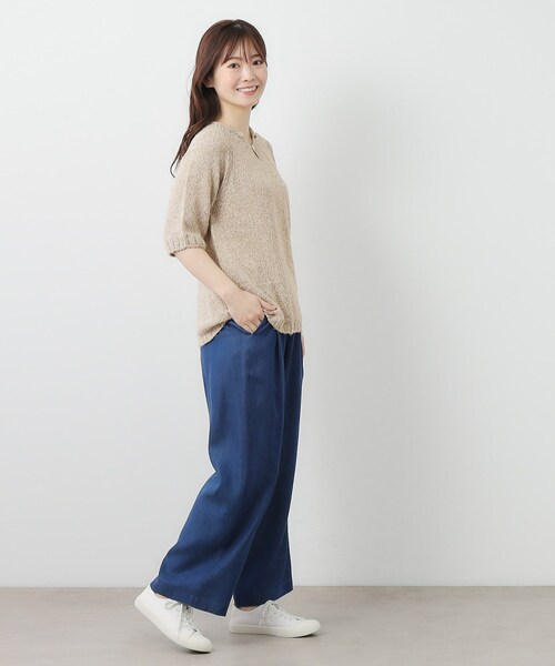 LAURA ASHLEY(ローラアシュレイ)の「【限定店舗展開/日本製/ワンマイルウエア】シルクネップ混 半袖プルオーバー(ニット/セーター・レディース・グレー/ベージュ・38)」の9枚目の写真