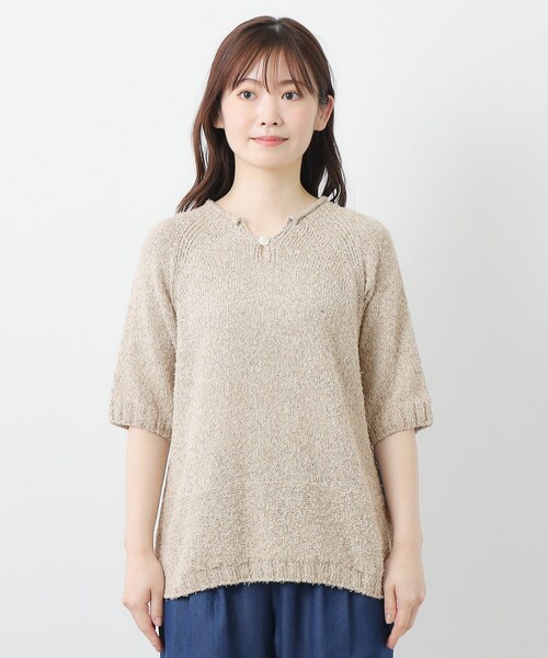 LAURA ASHLEY(ローラアシュレイ)の「【限定店舗展開/日本製/ワンマイルウエア】シルクネップ混 半袖プルオーバー(ニット/セーター・レディース・グレー/ベージュ・38)」の11枚目の写真
