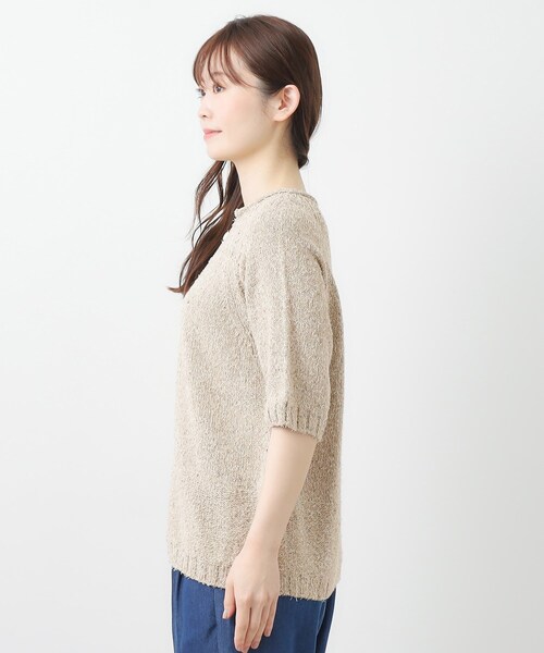 LAURA ASHLEY(ローラアシュレイ)の「【限定店舗展開/日本製/ワンマイルウエア】シルクネップ混 半袖プルオーバー(ニット/セーター・レディース・グレー/ベージュ・38)」の12枚目の写真