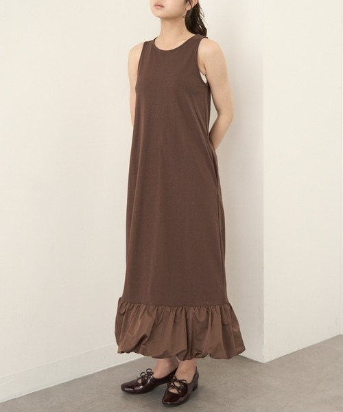 MAGASIN DE MODE Chou Chou(マガジンデモードシュシュ)の「【MAGASIN DE MODE Chou Chou】ドッキング バルーンワンピース ロングワンピース ノースリーブ XNN※(ワンピース・レディース・ブラウン/ブラック・FREE)」の4枚目の写真