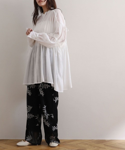 NOAHL(ノアル)の「【NOAHL】リボンギャザーチュニックブラウス(シャツ/ブラウス・レディース・ブルーグレー/ホワイト・FREE)」の14枚目の写真