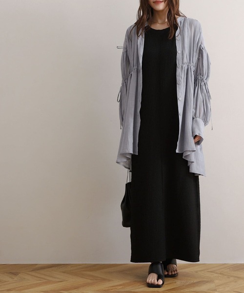 NOAHL(ノアル)の「【NOAHL】リボンギャザーチュニックブラウス(シャツ/ブラウス・レディース・ブルーグレー/ホワイト・FREE)」の10枚目の写真
