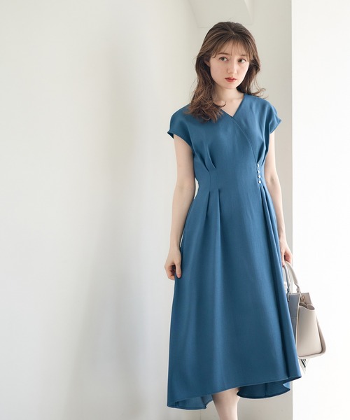 12Twelve Agenda(トゥエルブ アジェンダ)の「カシュクールブッチャーワンピース(ワンピース・レディース・ブルーグリーン/ライトグレー/ベージュ・M)」の11枚目の写真