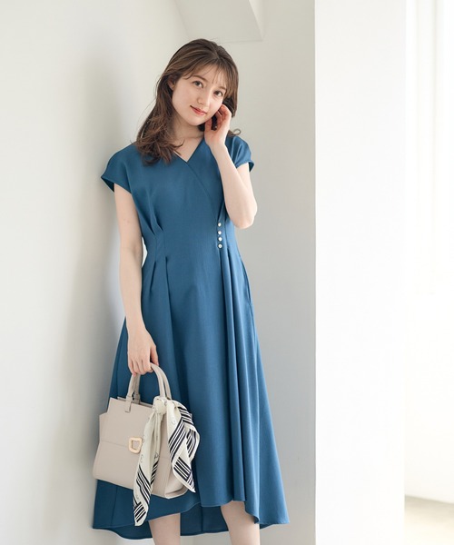 12Twelve Agenda(トゥエルブ アジェンダ)の「カシュクールブッチャーワンピース(ワンピース・レディース・ブルーグリーン/ライトグレー/ベージュ・M)」の12枚目の写真